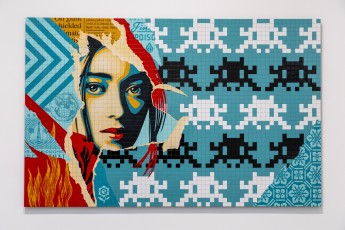 "Triple Trouble" exposition de Invader, Shepard Fairey et Damien Hirst à la Newport Street Gallery du 10 octobre 2025 au 29 mars 2026