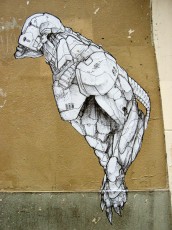 Affiche dessinée au fusain, angle rue Quincampoix et rue Aubry le boucher 04è - Février 2006